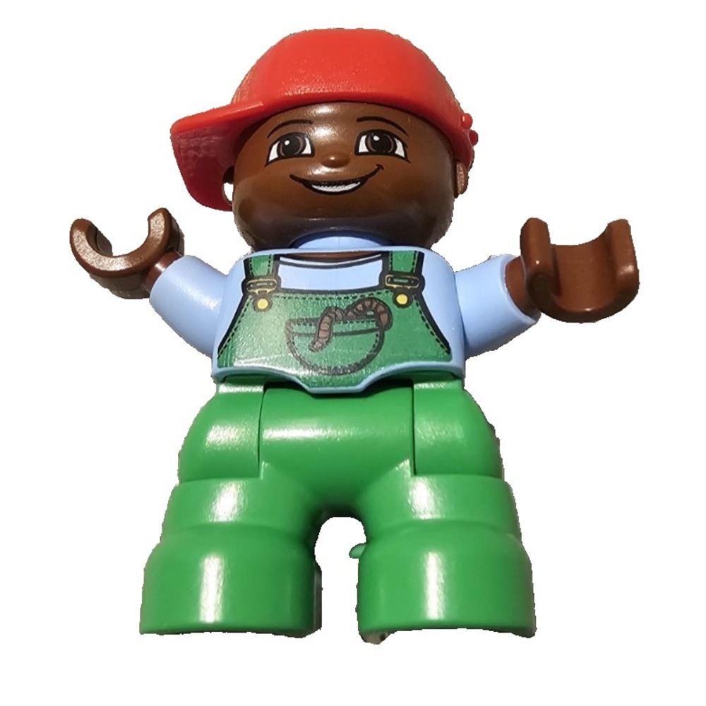 LEGO Duplo Boy With Red Cap Blue Shirt Green Overalls